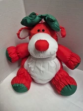 Stuffins Rudolph Reindeer Nylon Plush Red White Green  Christmas Stuffed 12 In