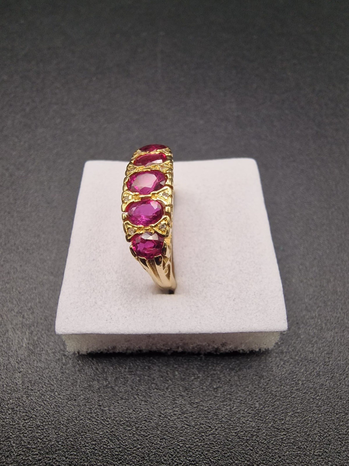 Antique 18ct Gold Ruby Diamond Ring Victorian Cir… - image 9