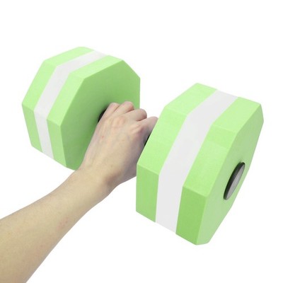  Shaped Green White Green 2x High Density EVA Foam Dumbbell Set Aquatic E