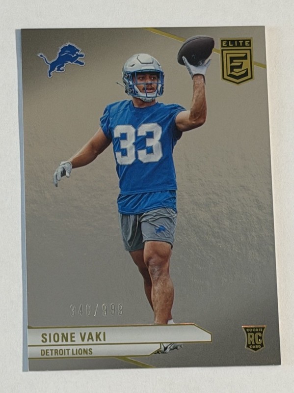 2024 Donruss Elite Sione Vaki Rookie Silver 346/999 Card No. 189 Detroit Lions