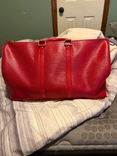 Louis Vuitton Keepall Boston Duffle 45 Red Leather great condition