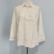 Madewell Women s Oversized Long Sleeve Polkadot Cotton Blend White Blouse Size M