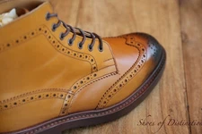 Trickers Stow Tan Brown Leather Derby Brogue Boots Shoes Mens UK 8 US 9 EU 42