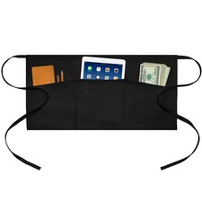 ysxkqz Black Server Apron with Pockets - one size fits most, 01-black