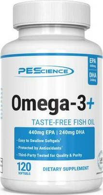 PEScience Omega-3+, 440mg EPA and 240mg DHA Fish Oil Supplement, Easy to Swallow