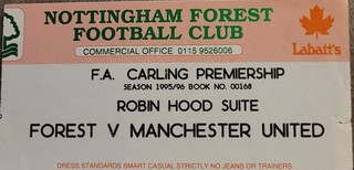 Nottingham Forest V Manchester United Ticket 95 96