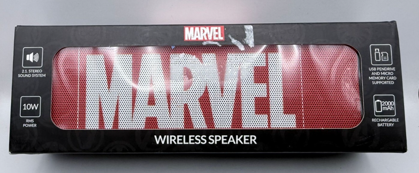 Marvel Wireless Portable Speaker - 2.1 Stereo Sound System - Red & White NEW