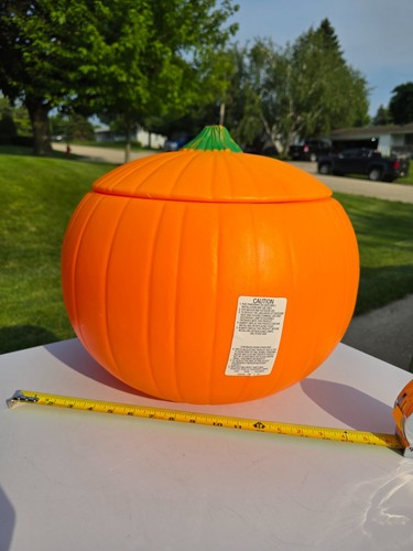 ¡GRANDE! Molde soplado de colección Pumpkin Jack O Lantern JOL 1991 Union Products con tapa 18" - Imagen 6 de 14