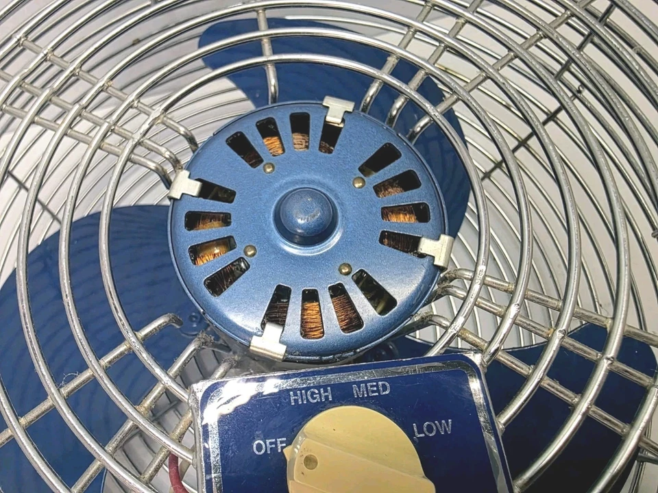 Vtg Patton Air Circulator High Velocity Blue Chrome 3 Speed Fan U2-1279 USA - Image 4 of 4