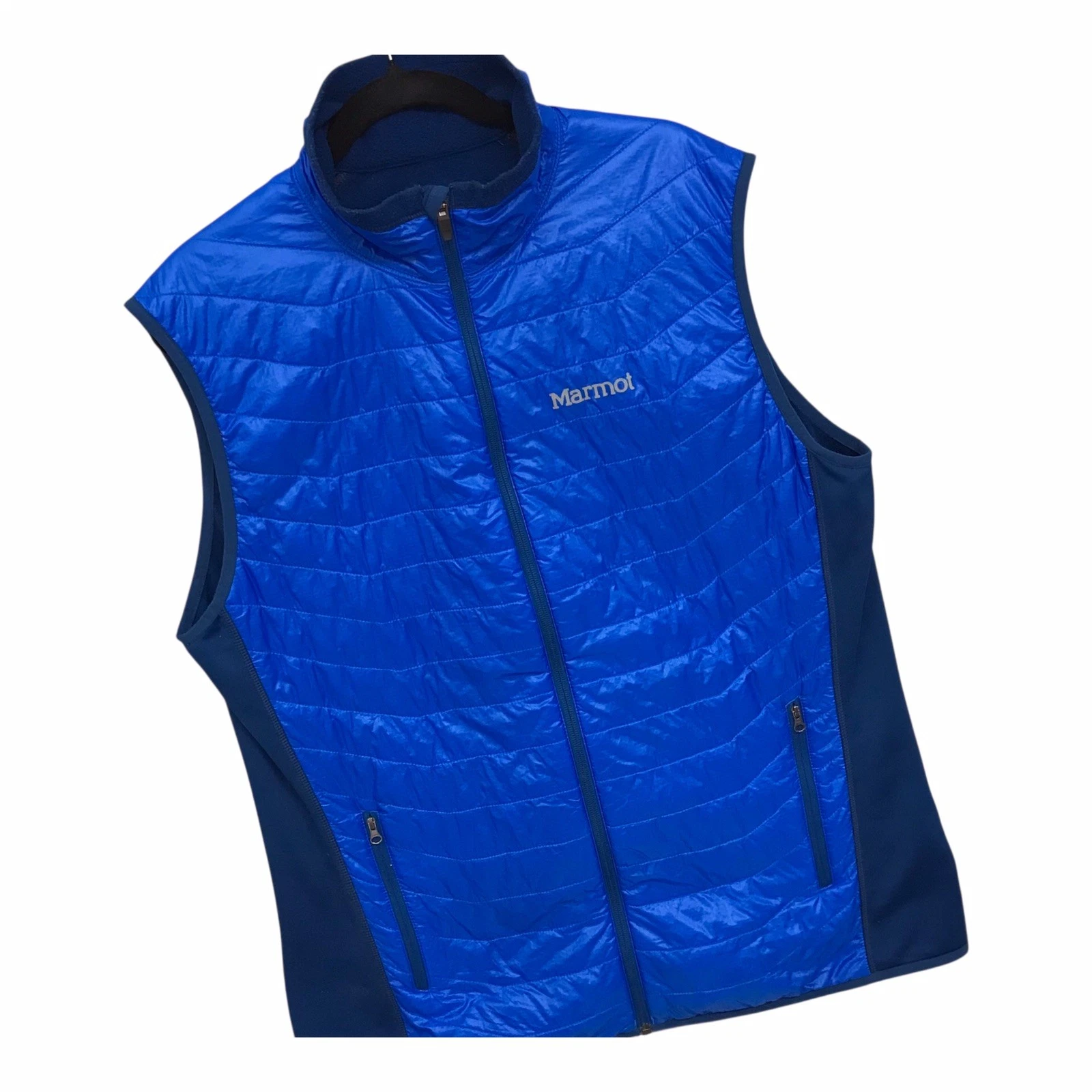 Marmot Polartec Hybrid Puffer Vest Insulated Zip Pockets Blue Gorpcore Men’s XL