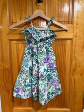 Janie  Jack Floral Sundress Smocked Ruffle Cotton Dress Size 3T Garden Print