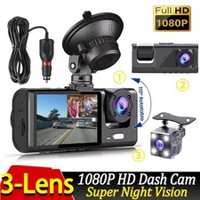 3 Lenses Camara Dash HD De Seguridad Para Auto Carro Delantero/Trasero/Interior