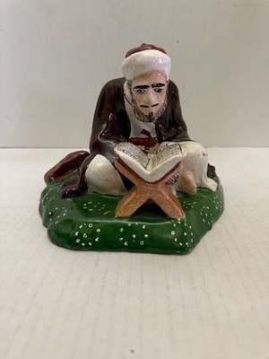 Vintage 1978 Sornaga Arabic Hand Painted Ceramic Omar Hayam Scholar Art Figure