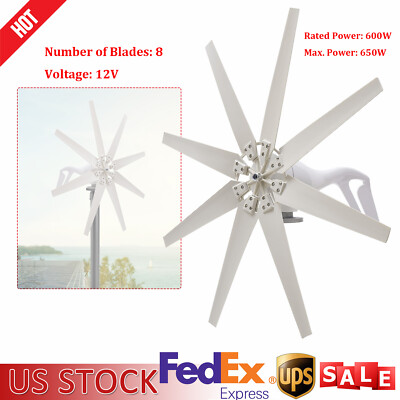 600W 8 Blades Wind Turbine Generator Kit with Charge Controller Windmill Power