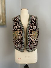 Carol Horn Embroidered Elephant Vintage Myanmar Beaded Vest M/L