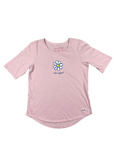 Life is Good Women's Pink Crew-Neck Crusher Tee XS - 第 1/11 張圖片