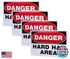 Danger Hard Hat Area Sign,Danger Do Not Enter Sign,14x10 inch Rust Free Alumi