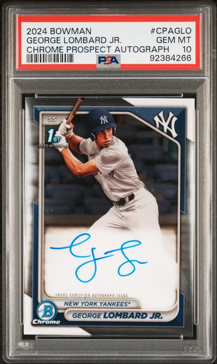PSA 10 GEORGE LOMBARD AUTO 1st 2024 Bowman Chrome Prospects 