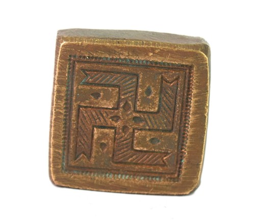 Vintage Hindu Religious Bronze Jainism Symbol Collectible Rare Stamp Dye G46-629 - 第 1/8 張圖片