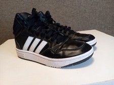 Adidas High Top Leather Boys US Size 4 Black And White.