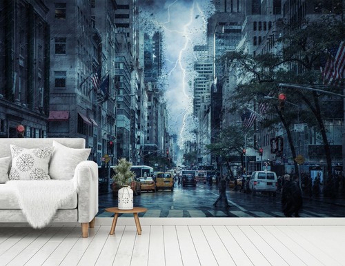 3D Lightning Building ZHU2191 Wallpaper Wall Mural Removable Self-adhesive Zoe - Picture 2 of 5