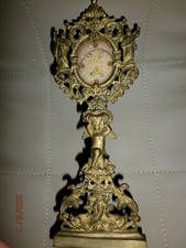 RELIQUAIRE ANCIEN BRONZE/6 RELIQUES/XIXéme/MEDAILLON/CACHET CIRE ROUGE/H.24,5 cm