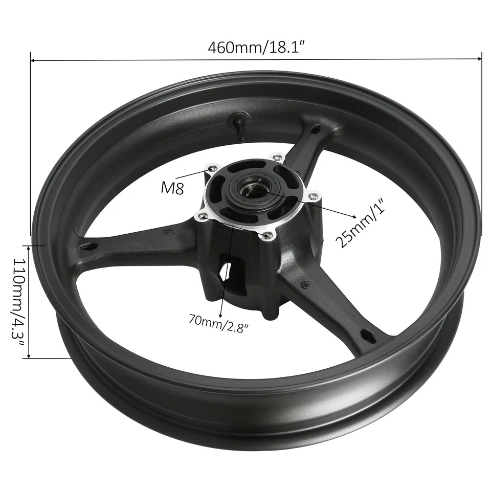 Llanta delantera negra brillante para Suzuki GSXR600 GSXR750 2006-07 GSXR 1000RR 05-08 Foto 2 de 4