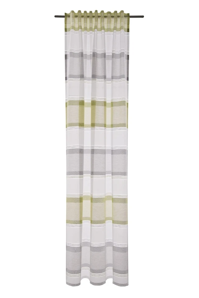 Schlaufenschal Gardine Vorhang Homing Marley halbtransparent Streifen silber grü - Bild 1 von 1