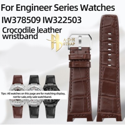 For IWC Ingenieur Family IW378509 IW322503  Genuine Leather Watchband 28MM