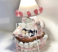 Baby Girl Gift, Baby Shower Gift Basket, Pretty Princess Baby Lamp Basket Gift 