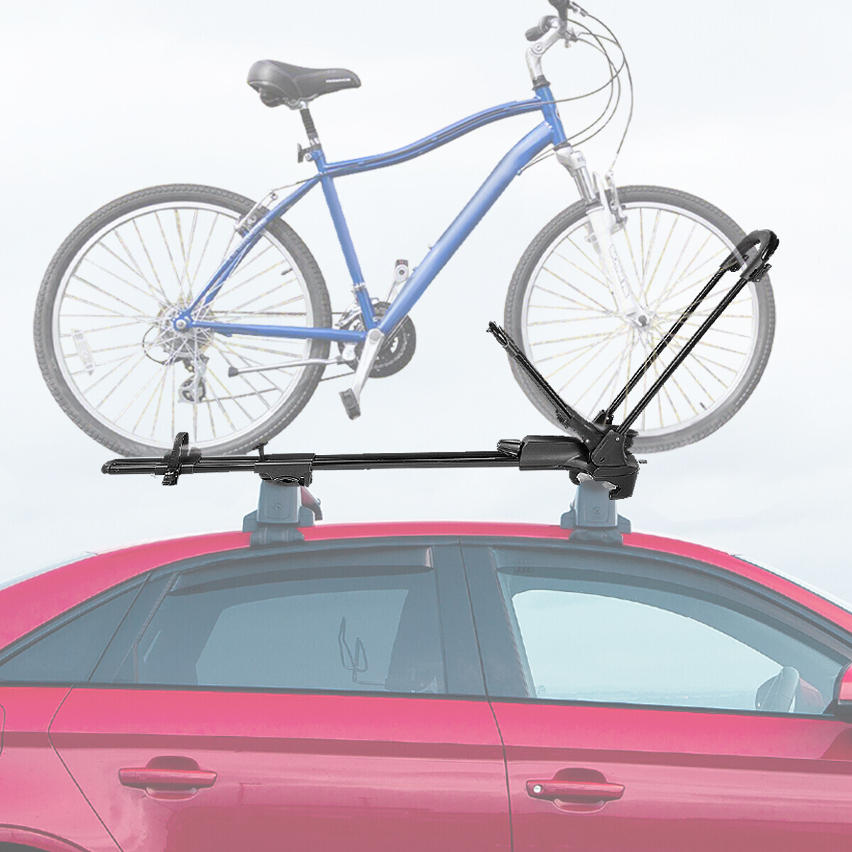 UNIVERSAL HEAVY DUTY IRON CAR BIKE ROOF TOP BICYCLE WHEEL-ON MOUNT RACK KEY+LOCK