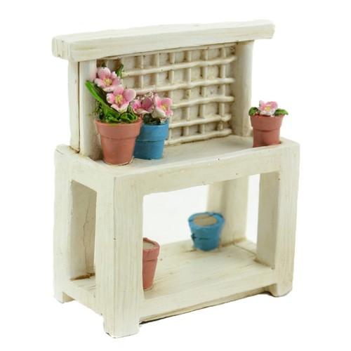 Weißer Garten Blumentisch mit Töpfen MI 56154 Miniatur Feengarten - Bild 4 von 11