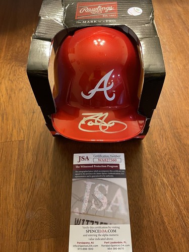 DAVID JUSTICE ATLANTA BRAVES 95 WS CHAMP SIGNED MINI HELMET RARE JSA WITNESS COA - Picture 2 of 6