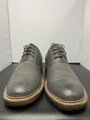 Perry Ellis Portfolio Clarkson Gray Leather Cap Toe Lace Up  display picture 1