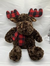 Moose Stuffed Plush Dan Dee Red Buffalo Plaid Scarf Rack