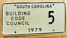 SOUTH CAROLINA 1979  BUILDING CODE COUNCIL LICENSE PLATE " 5 " LOW NUMBER SC