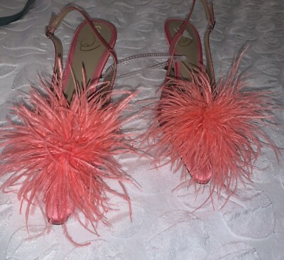 Sam Edelman Women’s M Bianka Coral Feathers Heels Shoes Pink Pointed  Toe