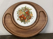 Vtg Goodwood Wooden Cheese Tray Platter Retro Mid Century Serving Board Plate