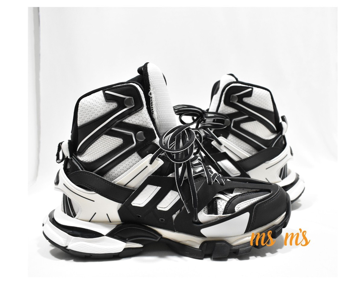 NIB BALENCIAGA BLANC/NOIR Leather Track High Top Caged 