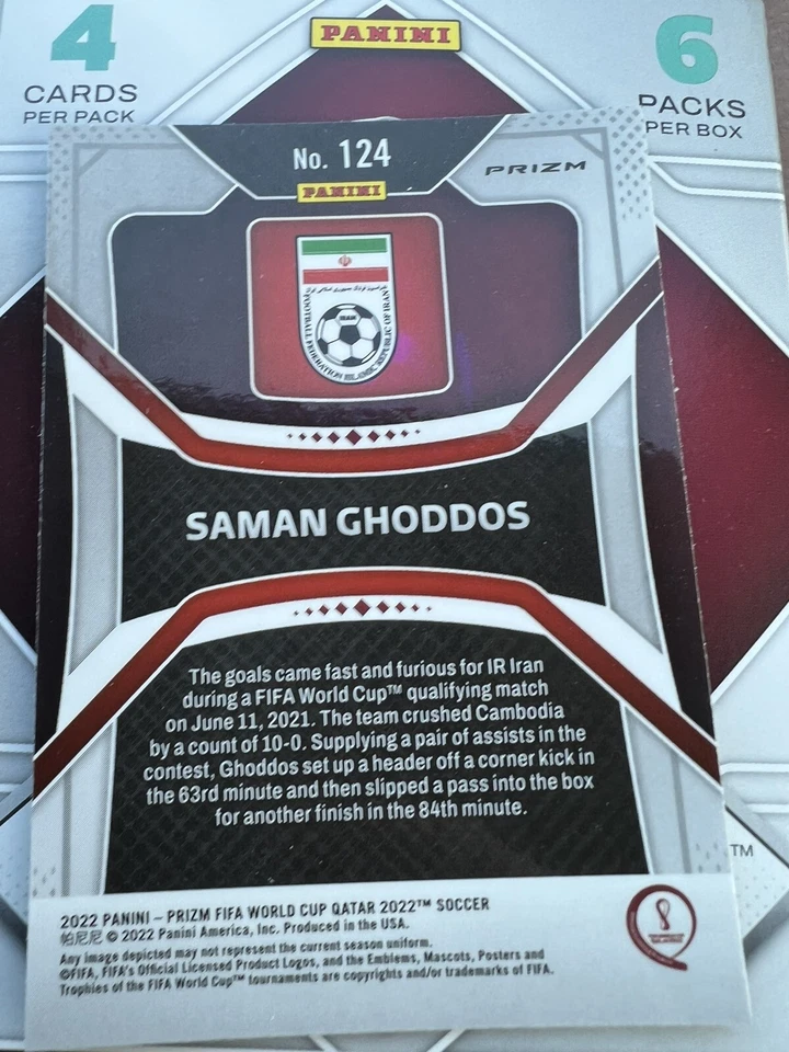 2022 Panini Prizm FIFA World Cup Qatar Saman Ghoddos Green Wave Prizm Ir Iran - Image 2 of 2