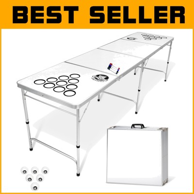 Regulation Size 8-Foot Aluminum Beer Pong Table with Custom Dry Erase Top