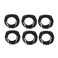 6-Pack 25ft 1/4" 6.35mm Male Cables to 1/4" 6.35mm Male Mono Guitar Mic Cable