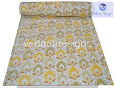 Vintage Block Print Kantha Quilt Blanket Indian Bedspread Coverlet Throw Art