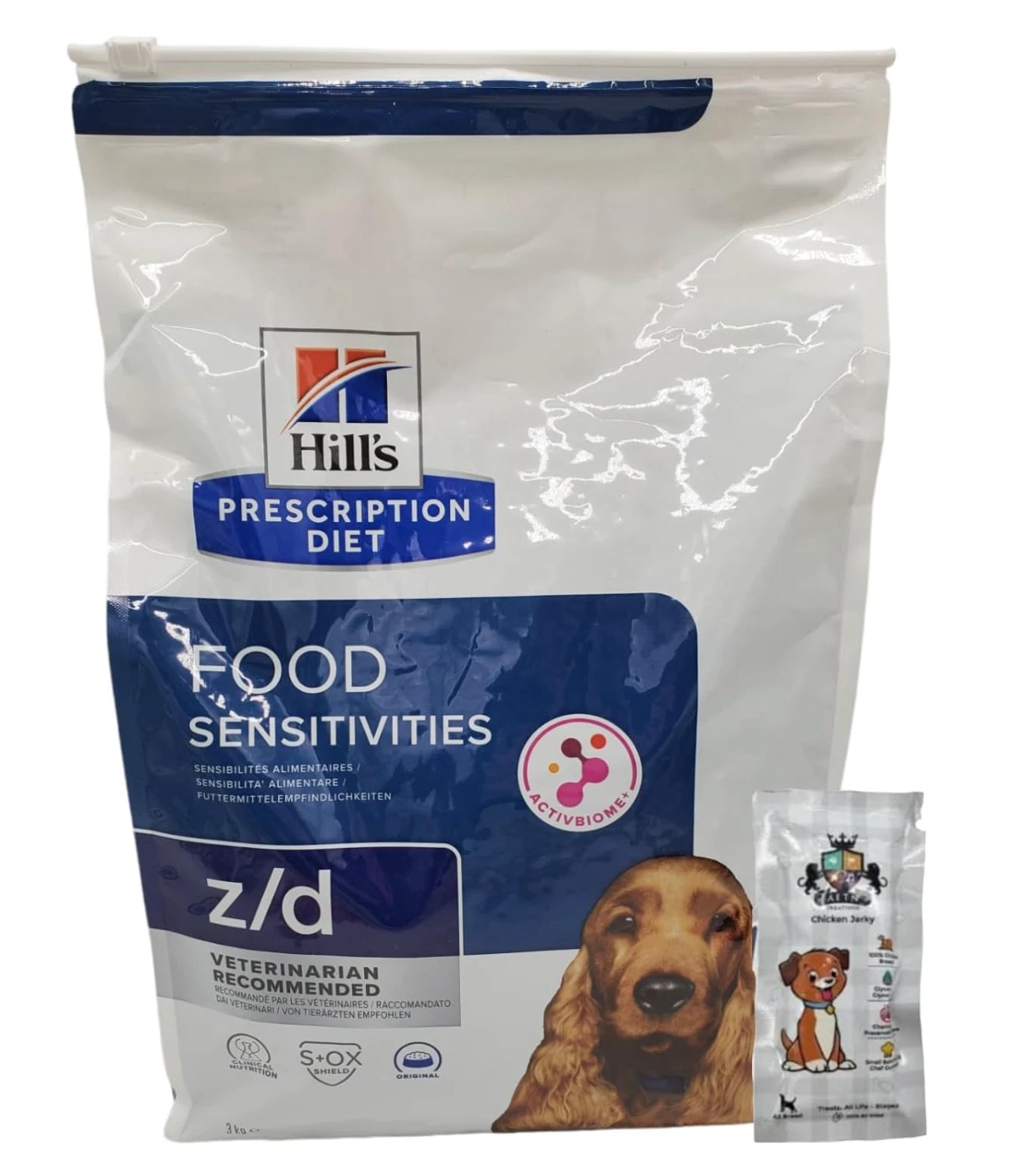 AETN Creations Z/D Dry Dog Food Sensitivities 3kg Bundle with AETN Jerky Treat