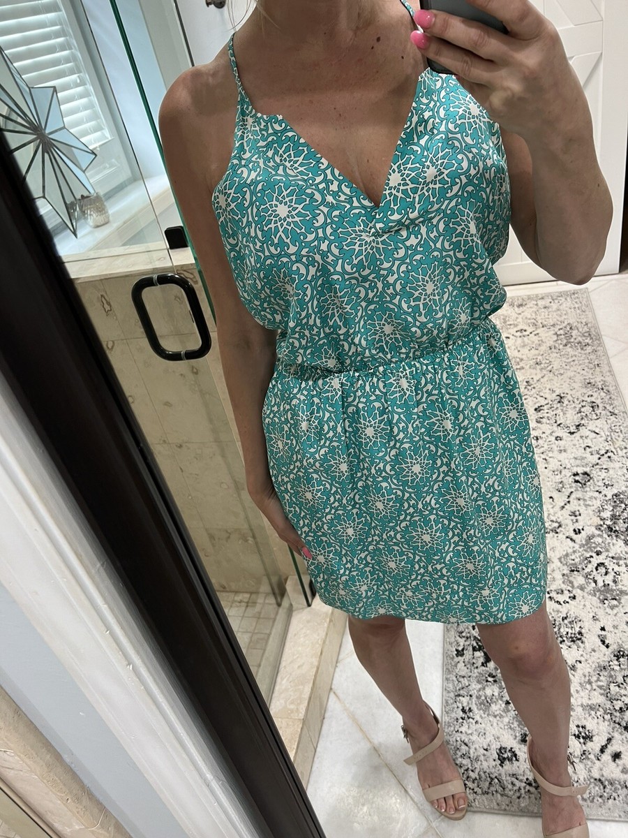 Alice Trixie Women Blue green white pockets silk Casual Dress M