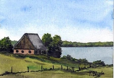 ORIGINAL WATERCOLOUR - Landscape with House.