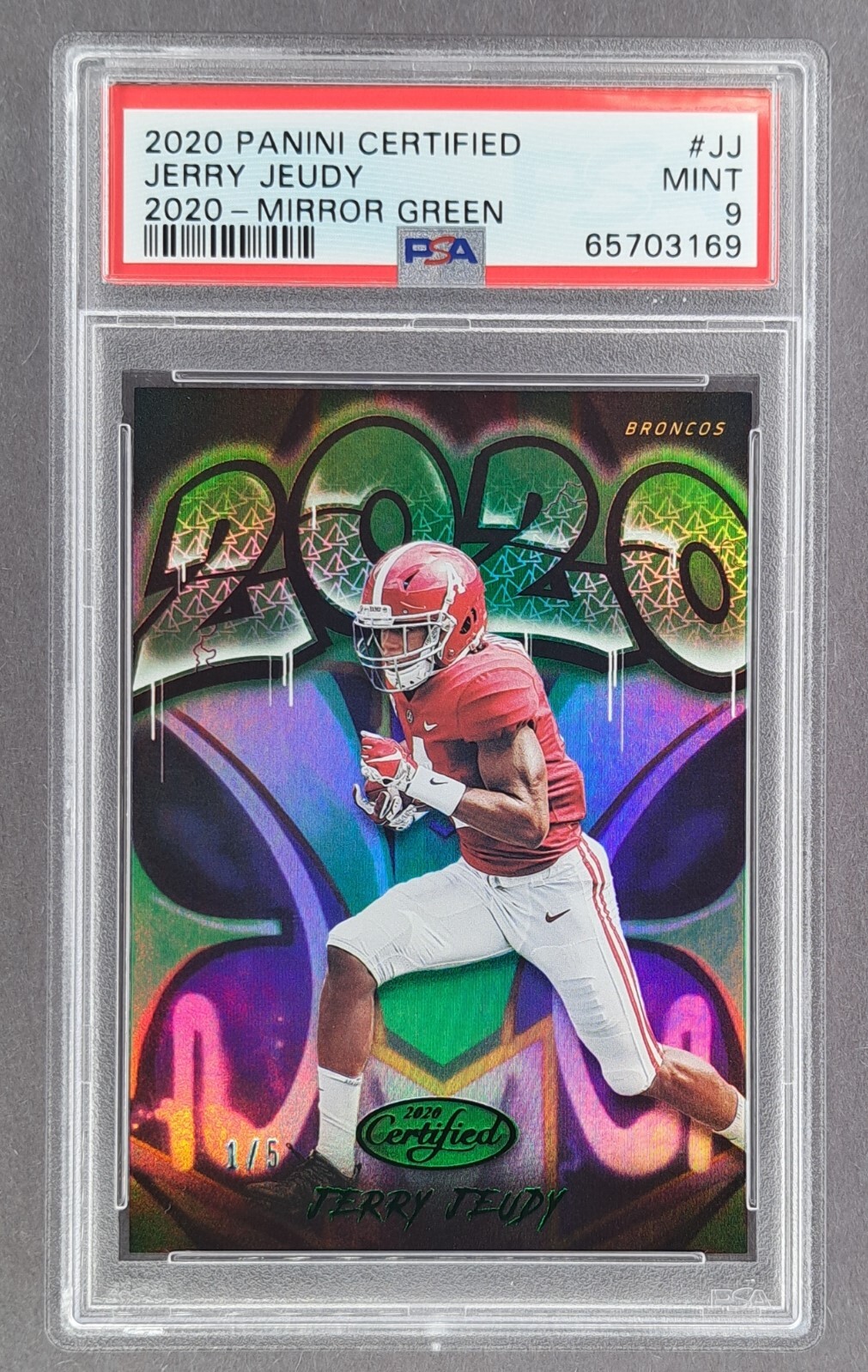 Jerry Jeudy Panini Certified 2020 #JJ Mirror Green