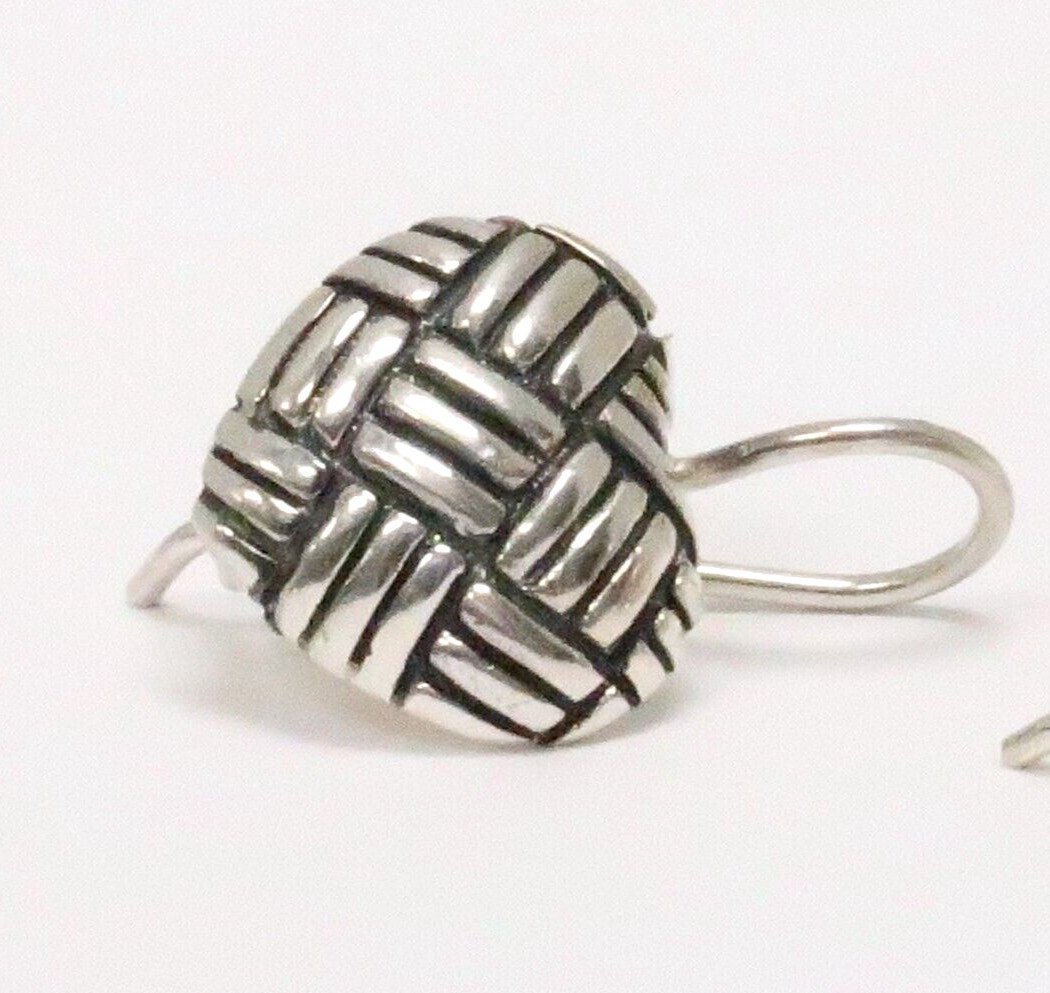 PRETTY STERLING SILVER BASKETWEAVE PATTERN HEART … - image 2