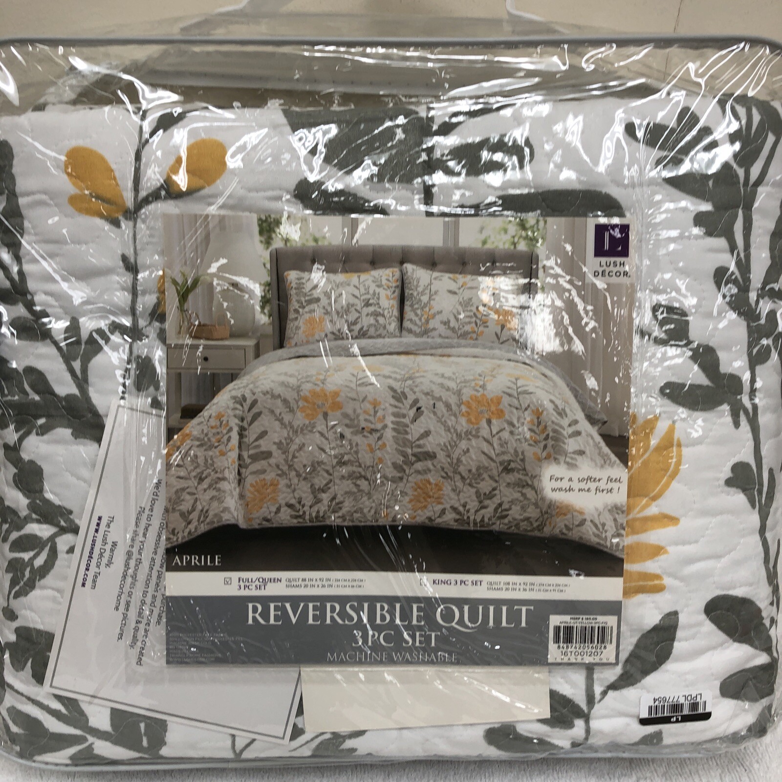 Lush Decor Aprile Floral Reversible 3 Pieces Quilt Set Full/Queen Size