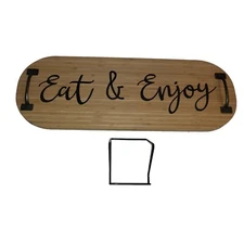 Charcuterie Cutting Board Oak Wood with Handles And Display Stand Eat And Enjoy